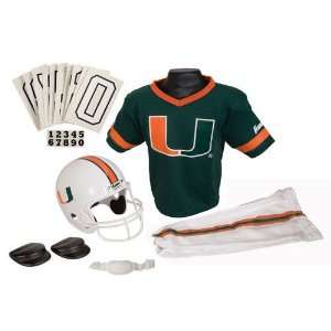  Miami Hurricanes Youth Ncaa Deluxe Helmet And Uniform Set 