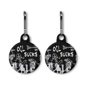  OIL SUCKS bp Oil Spill 2 Pack 1 inch Zipper Pull Charms 