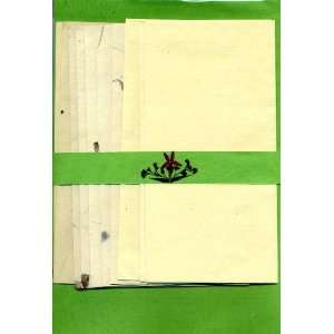 Green Handmade Paper Letter Writing Plain Sheets with Envelopes; Set 