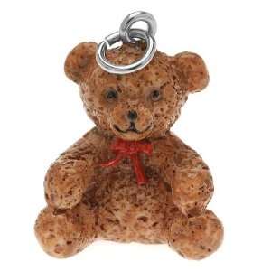 Roly Polys 3 D Hand Painted Resin   Brown Bear with Red Ribbon, Charm 