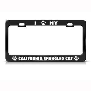  California Spangled Cat Black Metal license plate frame 