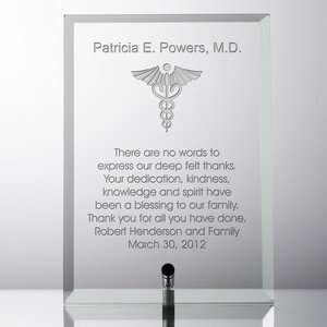  Personalized Glass Plaque for Doctors 