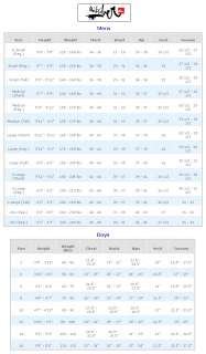 Top of Page CWB Life Jacket/Pet Vest Size Chart