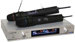 The PDWM2300 features a base unit with two wireless microphones
