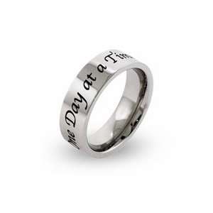  Engravable One Day At A Time Stainless Steel Message Ring 