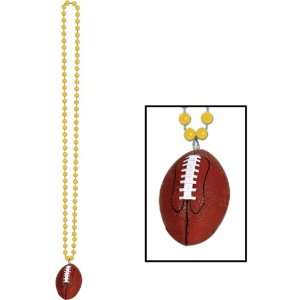 Beads w/Football Medallion (gold) Party Accessory (1 count) (1/Card)
