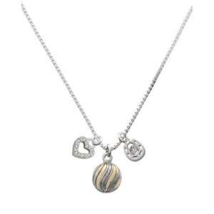  3 D Gold and Silver Striped Ornament, Love, and Luck Charm 