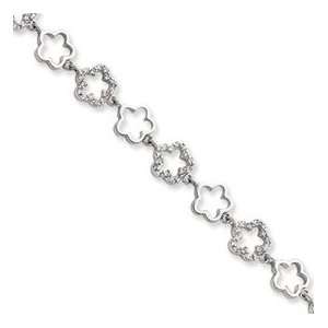  Sterling Silver CZ Floral Bracelet: Jewelry