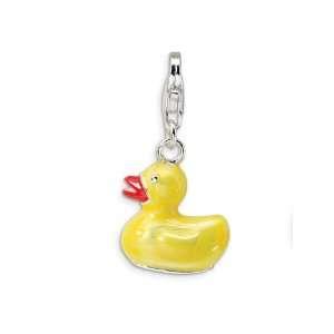 Amore LaVita(tm) Sterling Silver Enamel Duck w/Lobster Clasp Charm for 