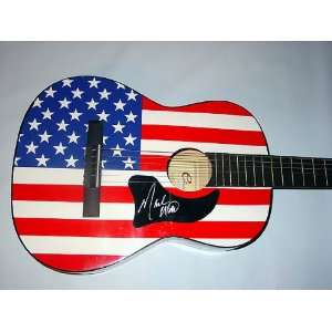  MARK WILLS Autographed Signed USA FLAG Guitar UACC RD 
