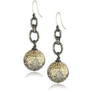   Atelier Large Ombre 16mm Pave Ball Drop Chain Wire Earrings: Jewelry