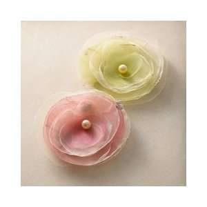   Flowers 2/Pkg 3X3 With Pearl Middles & Sparkle