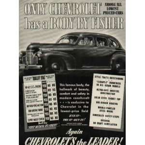   has a BODY BY FISHER  1941 Chevrolet Ad, A2520 