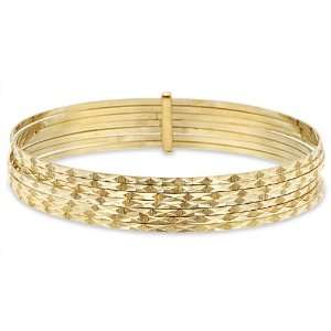  Ladies 14K Yellow Gold Seven Day Solid Bangle 14.4mm 