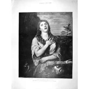  1898 Antique Portrait Repentant Magdalene Titian Print 