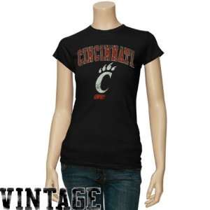   Ladies Black Big Arch n Logo Vintage T shirt: Sports & Outdoors