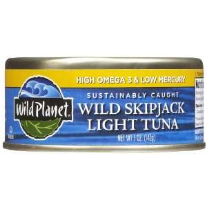 Wild Planet Sustainably Caught Wild Skipjack Light Tuna, Cans, 5 oz, 6 