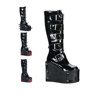   Inch 5 Buckled Platform Black Pat Knee Boots Size 12 Toys & Games