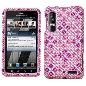  Plaid Hot Pink/Purple Diamante Phone Protector Faceplate 