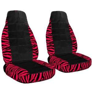  2 red and black zebra car seat covers with black center 