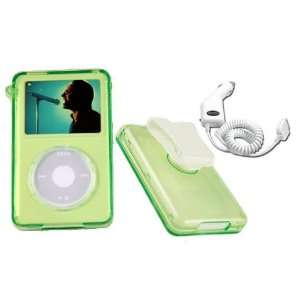  Clear GREEN Hard Plastic Case for iPod 5G Video [30GB] + Auto 