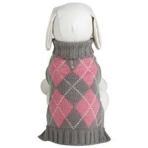  Worthy Dog Argyle Sweater   Pink & Grey   Large (Quantity 