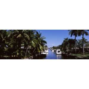 Boats in a Canal, Fort Lauderdale, Broward County, Florida, USA Travel 
