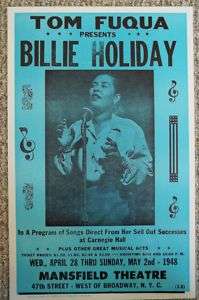 Billie Holiday playing at Mansfield Theater NYC Poster  