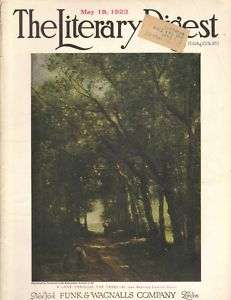 MAY 19, 1923 THE LITERARY DIGEST MAGAZINE:  