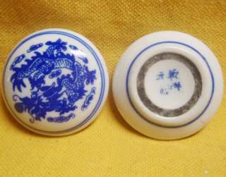 Qian Long Nian Zhi Porcelain Paste blue Flower Dragons Ink Box