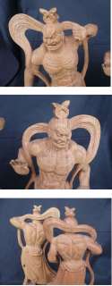 FINE Japanese Buddha NIO Agyo Ungyo Wood Pair Statue 2p  