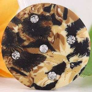 20 Leopard With Rhinestones Fimo Polymer Beads J0126 8  