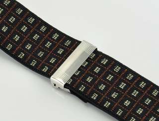   Elastic Y Black Mens button on Suspenders learther new #013  