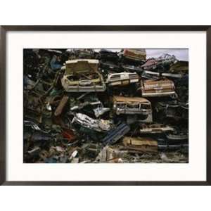  Piles of Old Cars, Stacked and Crushed, Metal Salvage Yard 