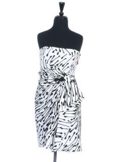New Authentic GUCCI White and Black Strapless Dress, Size Eur 46 US 12 