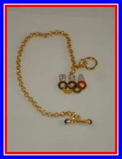 Olympic Collect: Gold Bracelet USA & Rings, Rhinestones  