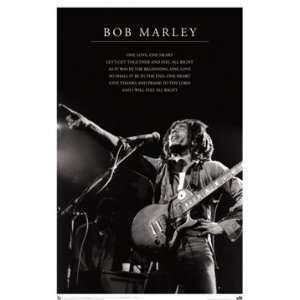   Wood Framed Poster   Bob Marley One Love Lyrics Print: Everything Else