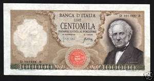 ITALY 100000 LIRE P100A 1967 EURO MANZONI LAKE RARE BANKNOTE  