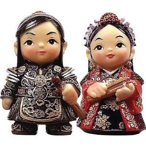  Silver J Korean dolls, King and Queen, handmade marble 