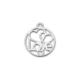  Sterling Silver Round Love and Hearts Charm: Arts, Crafts 
