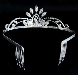 12PCS/LOTS bridal princess mis style rhinestone silver plated tiara 