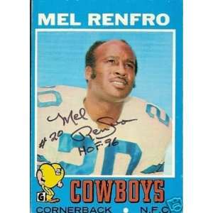  1971 Topps MEL RENFRO # 118 Autograph Signed COA x Sports 