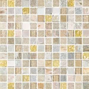 E01 Selene Spring Muted  color glass and art stone mosaic 1X1 8sqft 