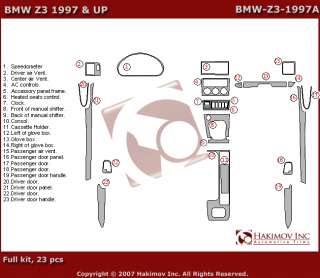 BMW Z3 97 98 99 00 01 Interior Brushed Aluminum Dashboard Dash Kit 