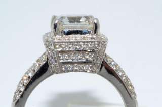 99988 2.79CT GIA CERTIFIED SQUARE EMERALD CUT DIAMOND ENGAGEMENT RING 