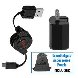 Retractable Travel Dual USB Charger Kit w/ Folding Blade for INQ Chat 