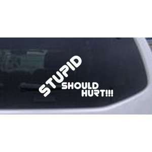 Stupid Should Hurt Funny Car Window Wall Laptop Decal Sticker    White 