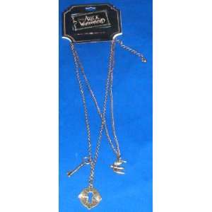  Alice In Wonderland Double Chain Necklace with Lock Key 