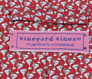 Vineyard Vines Martha Red Martini Manhattan Gimlet Design Silk Print 