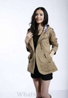 Womens Double breasted Trench Coat/Jacket Blue W02  
